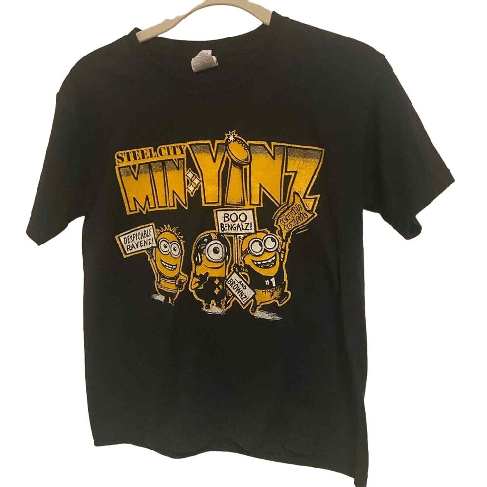 STEELERS Youth Minions T-Shirt Black Size Medium